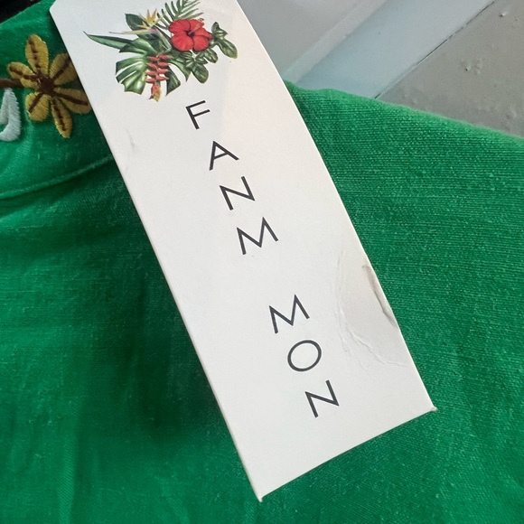 NWT Fanm Mon Asia Maxi Dress in Kelly Green Embroidered Linen XS - Picture 6 of 10